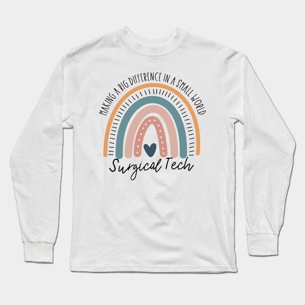 Surgical Tech Boho Rainbow Long Sleeve T-Shirt by IndigoPine